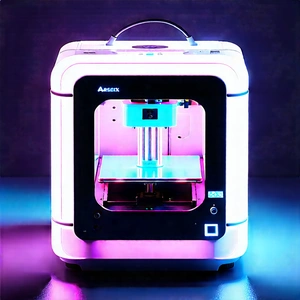 3d Printer With Neon Accents With White Printer