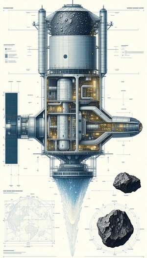 A Large, Detailed Drawing Of A Space Shuttle Is Displayed