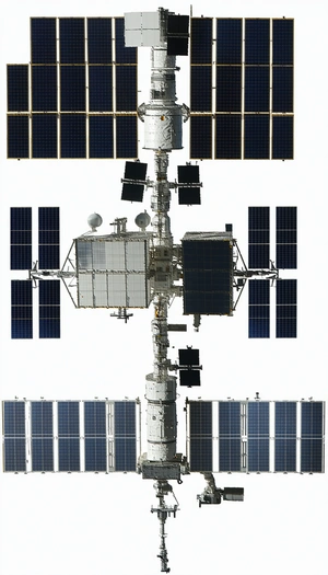 A Large Space Station With A Solar Panel On Its Side