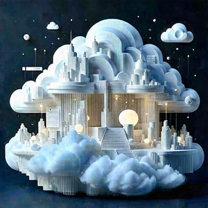 Cloud Computing Visualization With Large, White,