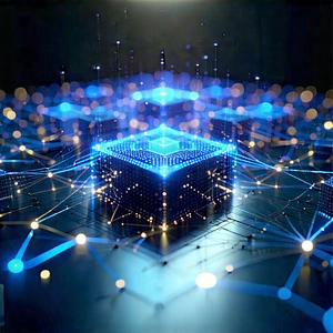 Blockchain Network Visualization With Large, Blue