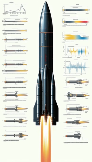 The Image Is A Poster Featuring A Rocket Ship, Showcasing Its Various Parts And Components