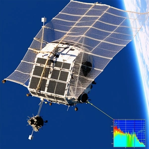 A Large, White, And Blue Spacecraft Floating In The Sky