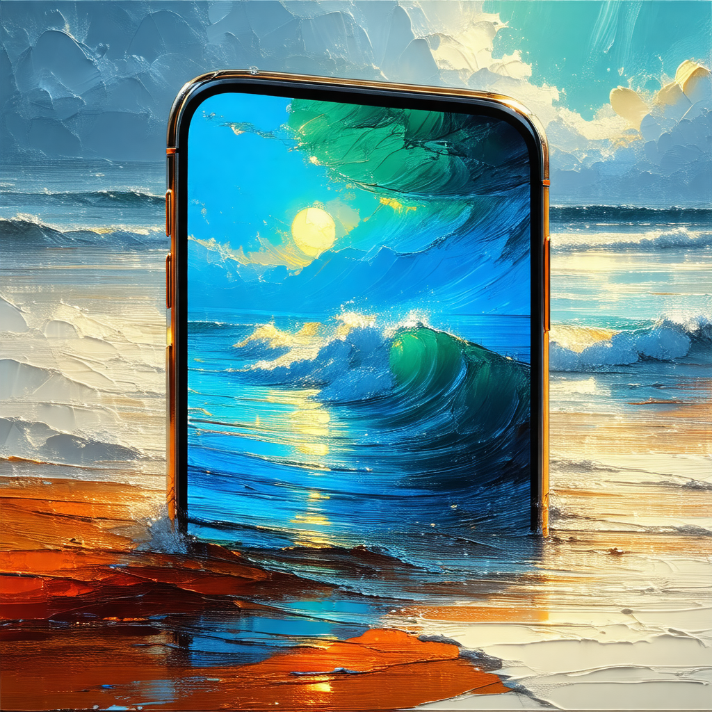 Cell phone with a blue and white screen display