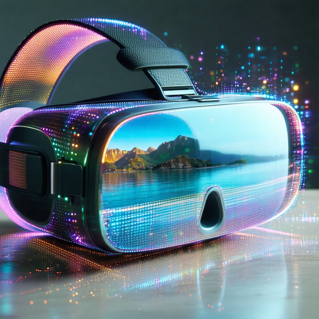 Pair of colorful, rainbow-colored virtual reality goggles