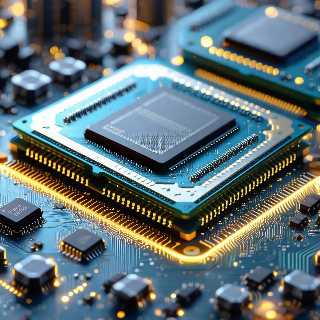 Close-up of a computer chip, which is the heart of a comp...