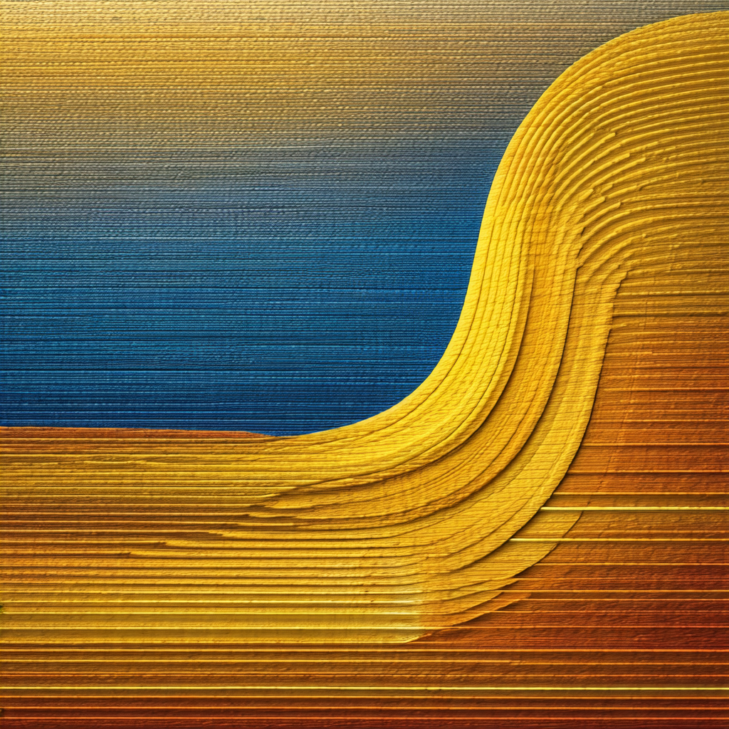 Yellow and blue wave, possibly a painting or a sculpture,...