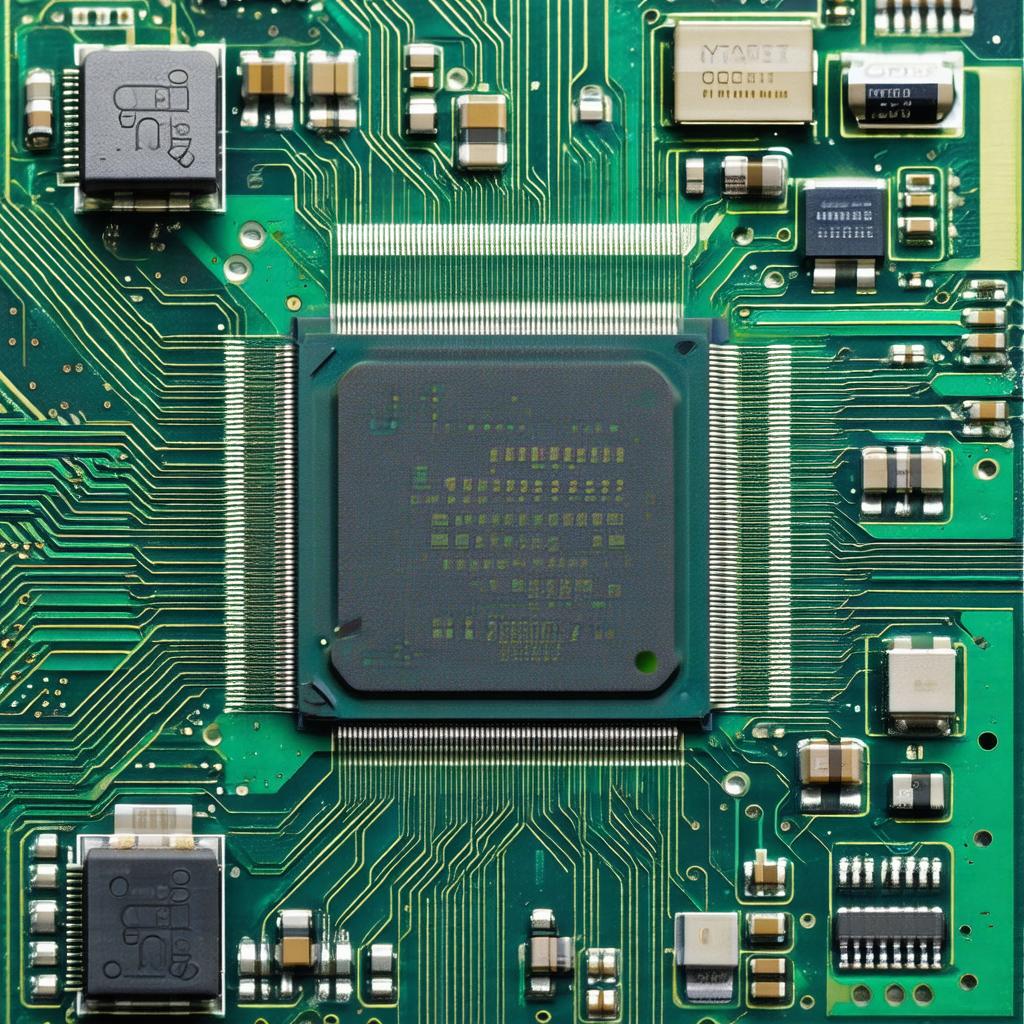 Close-up of a computer circuit board with various electro...