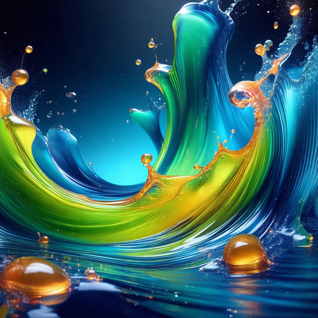 Vibrant and colorful display of bubbles in a blue and gre...