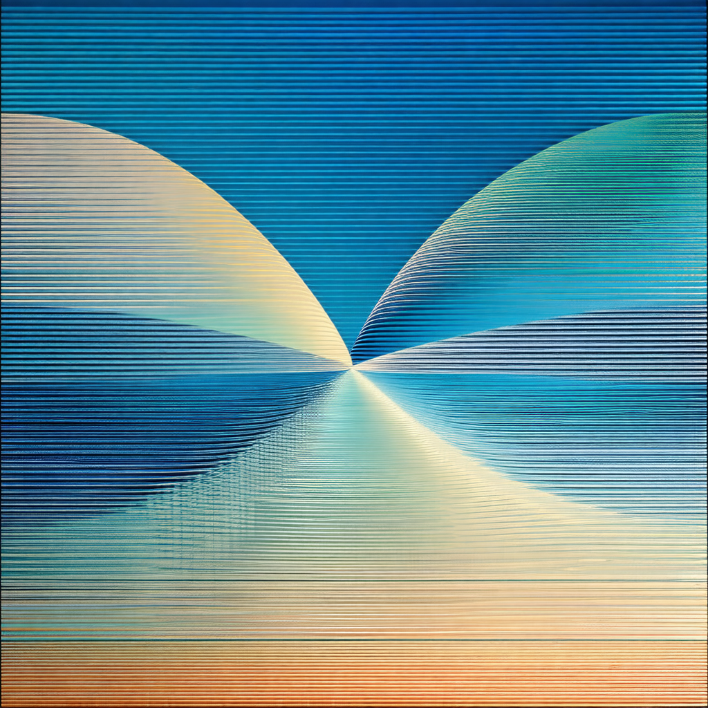 Painting of a blue ocean with a white wave