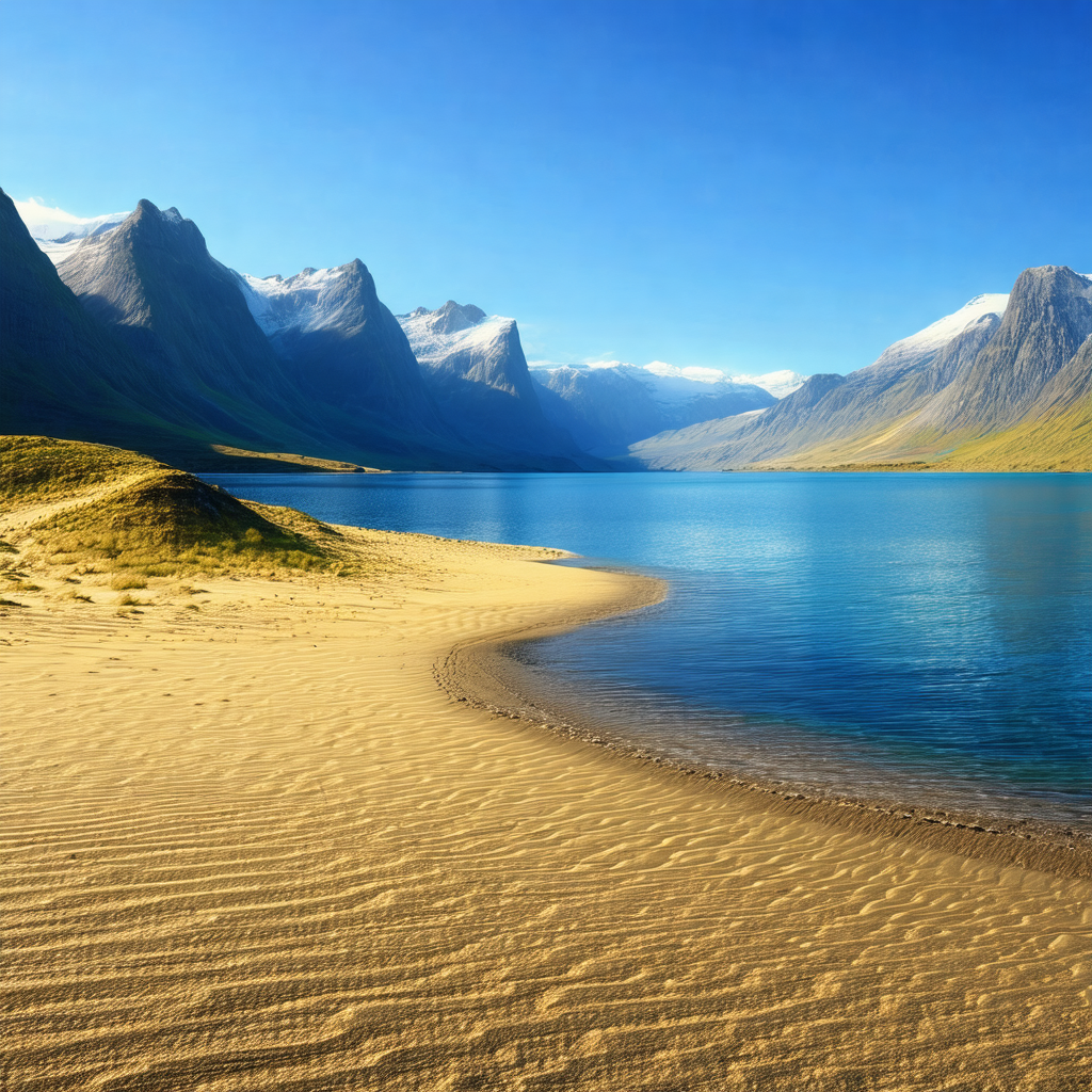Beautiful beach with a sandy shore and a large body of wa...