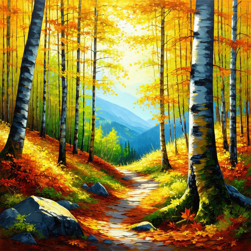 Beautiful forest scene with a dirt path running through it