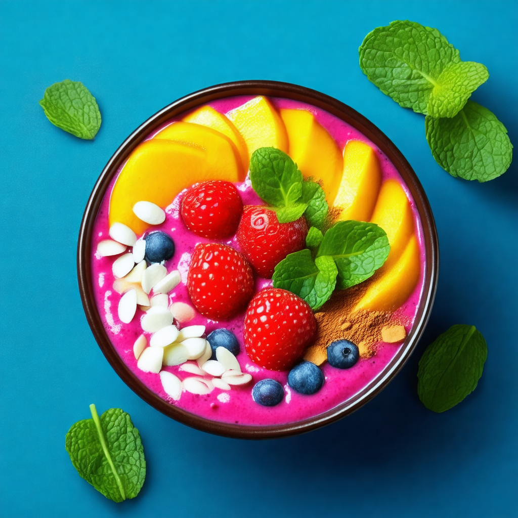 Bowl filled with a delicious fruit smoothie