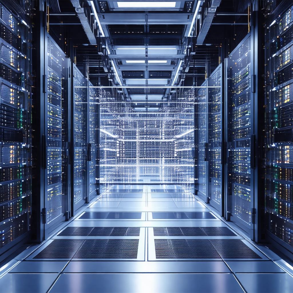 Large, modern data center with a large number of servers ...