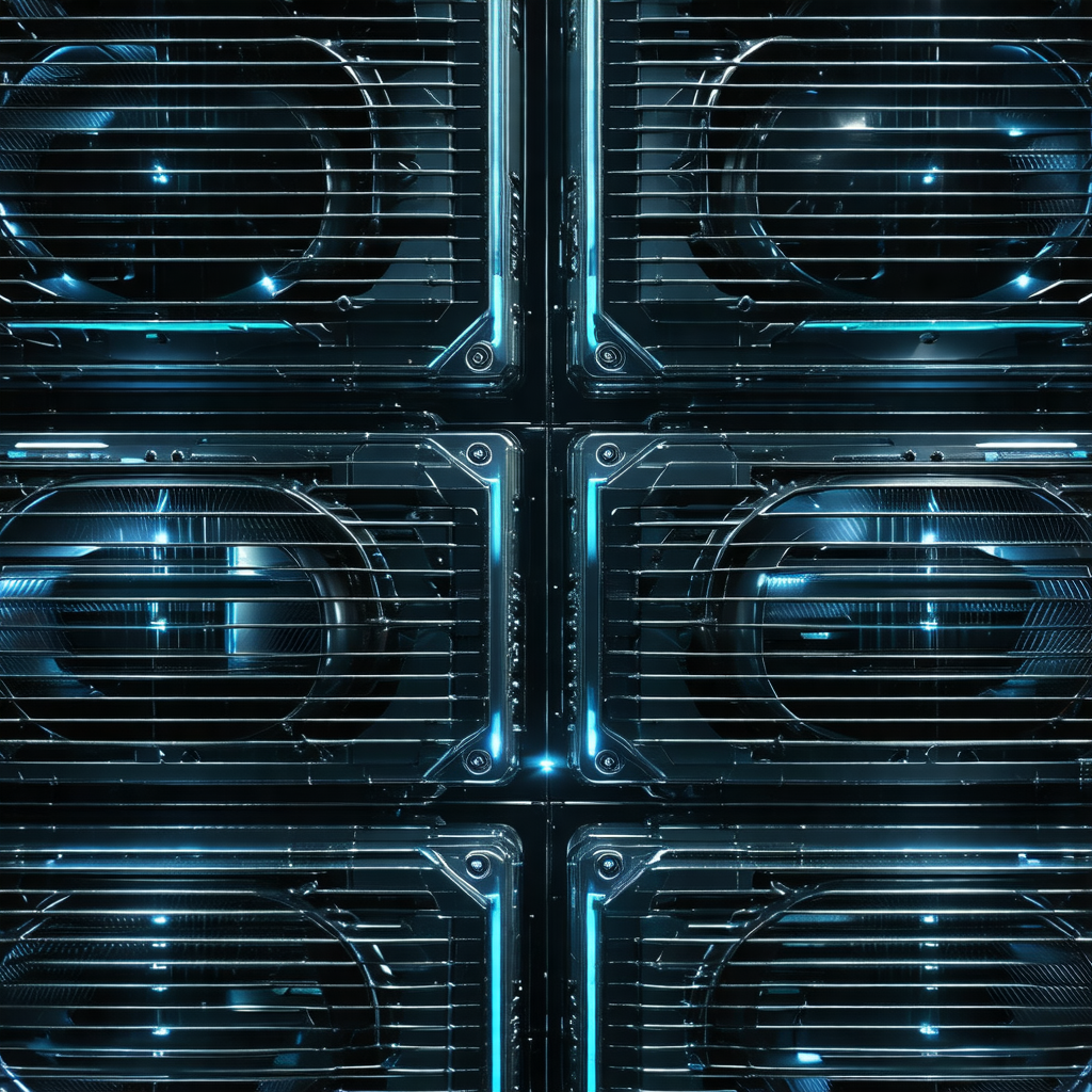 Futuristic, high-tech computer system with a blue glow