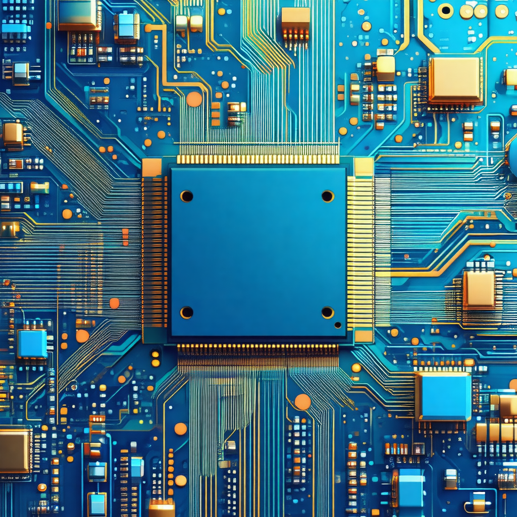Close-up of a computer circuit board with a blue square i...