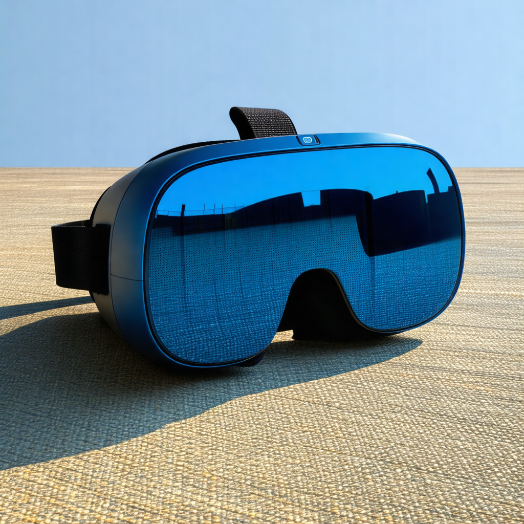 Pair of blue goggles with a black strap