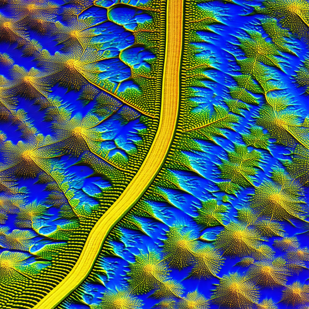 Blue and yellow striped road that appears to be a part of...