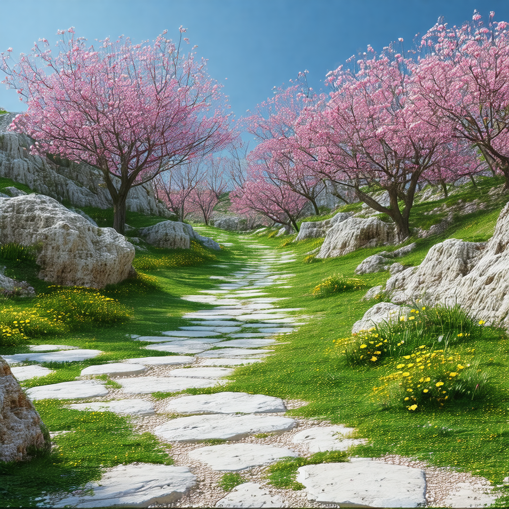 Beautiful, grassy hillside with a pathway leading through it