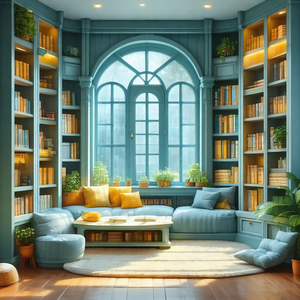 Cozy living room with a blue color scheme
