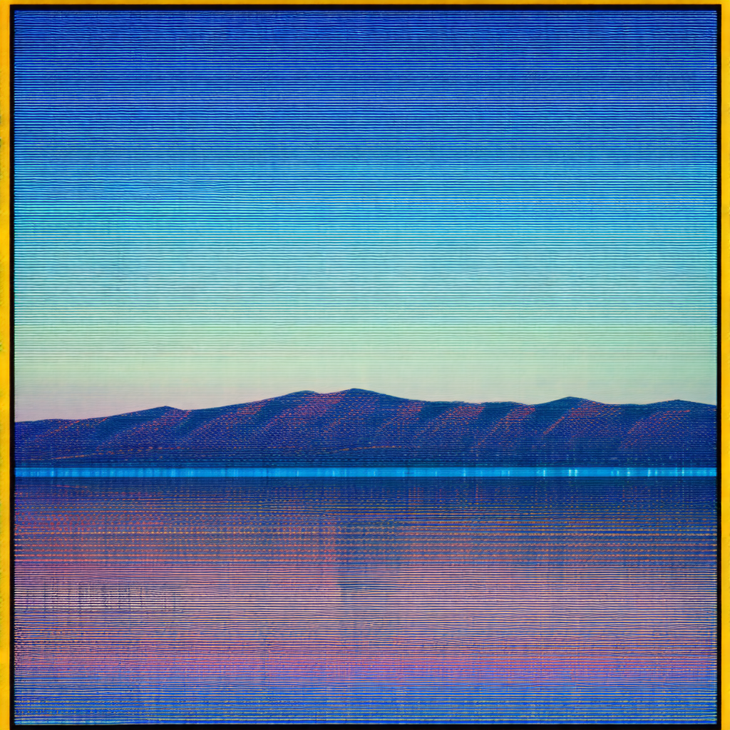 Beautiful sunset over a large body of water, possibly an ...