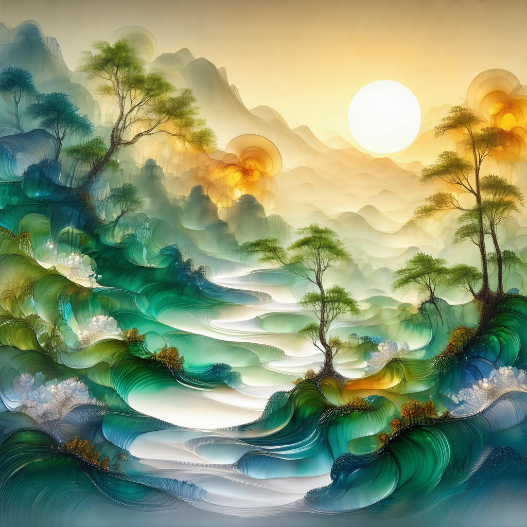 Beautiful landscape with a river flowing through a valley