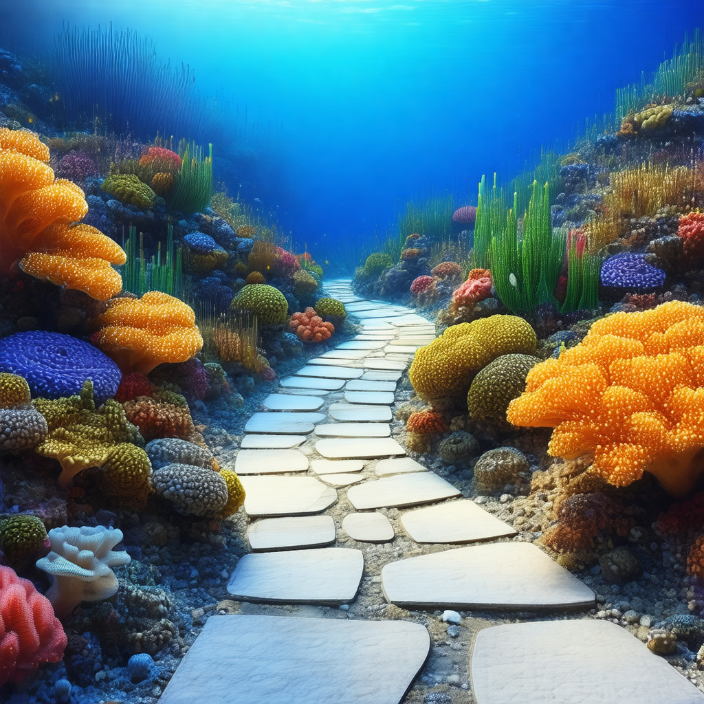 3d computer-generated image of a pathway through a coral ...