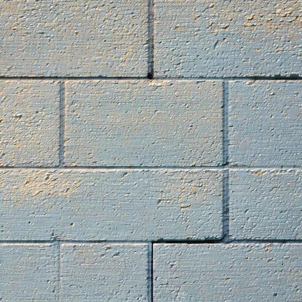 Blue brick wall with a hole in the middle of it
