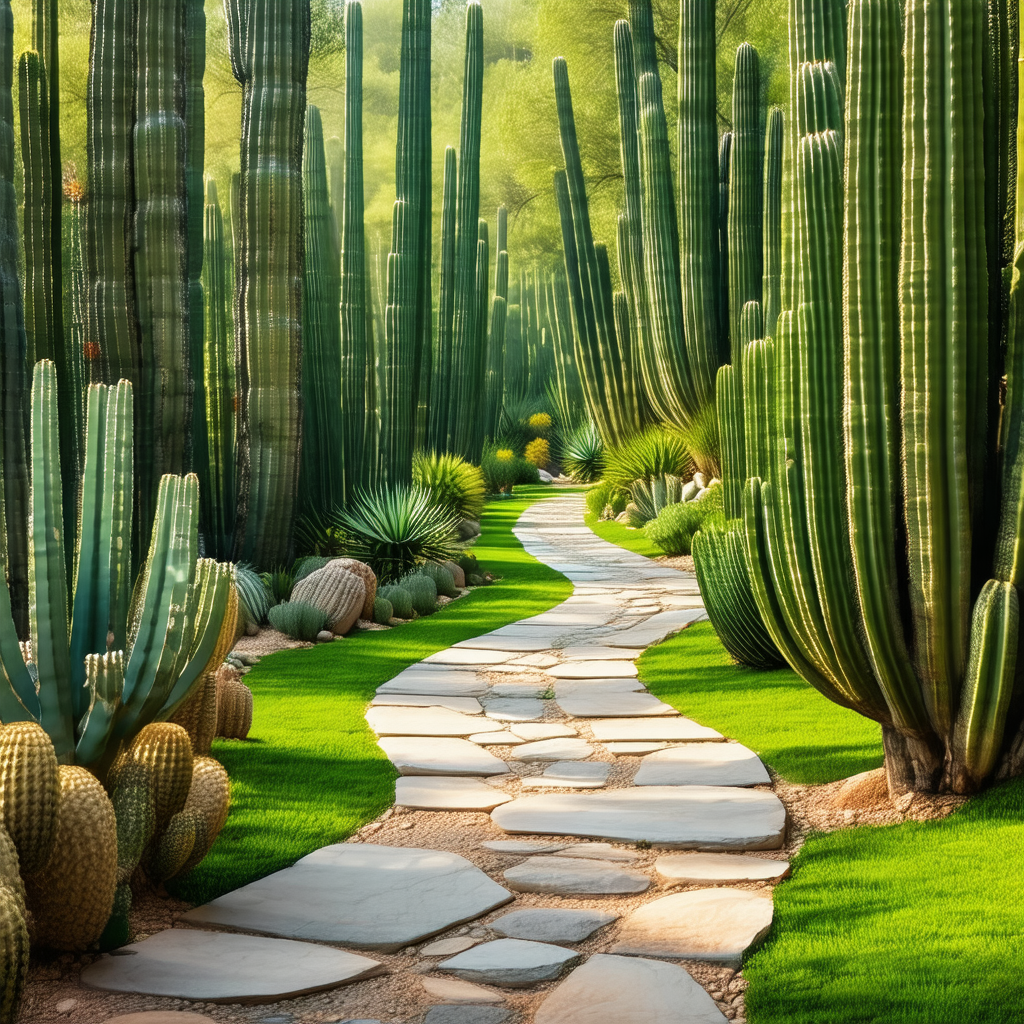 Pathway surrounded by a lush green field, with a variety ...