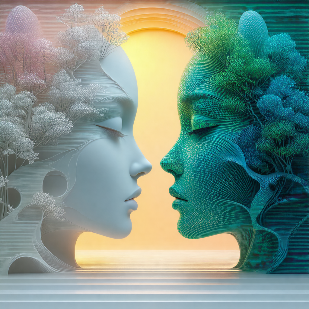 Two sculptures of women, each with their own unique design
