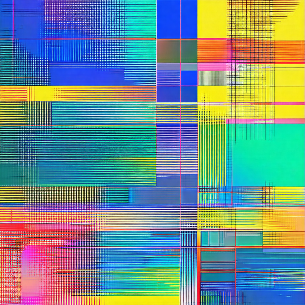 Colorful, abstract art piece featuring a variety of color...