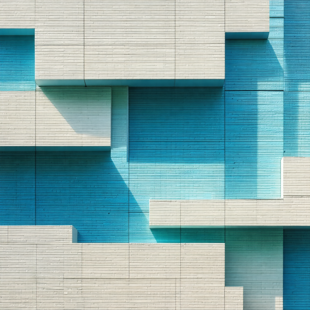 Large, blue building with a unique design