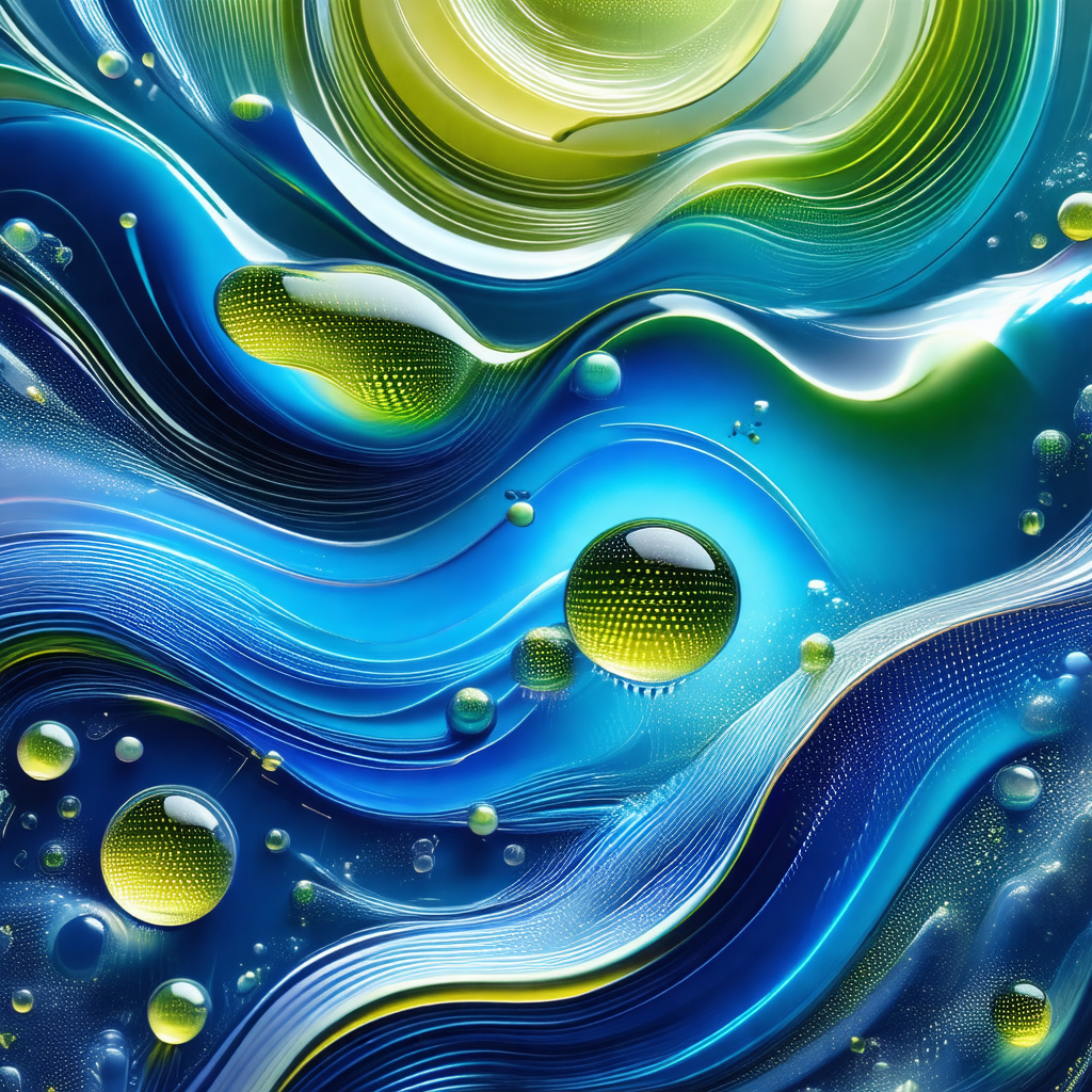 Vibrant and colorful painting of a blue ocean with a yell...