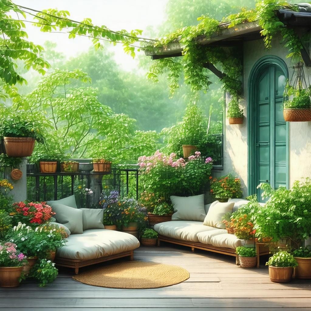 Beautiful garden with a variety of plants and flowers