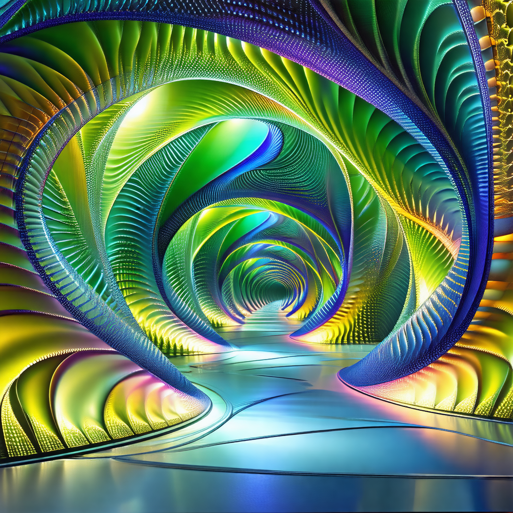 Colorful tunnel with a vibrant, swirling design