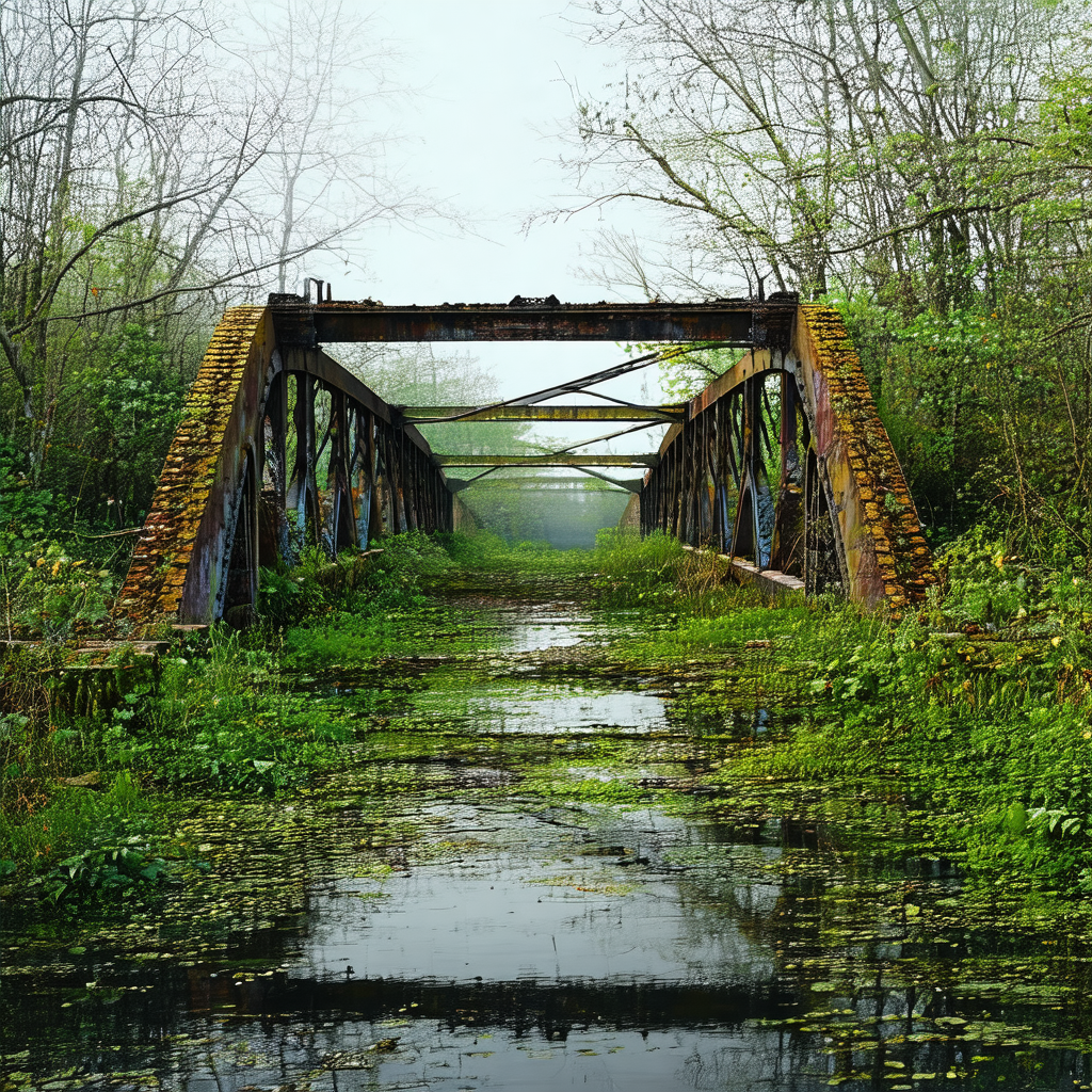 Bridge with a train passing over it