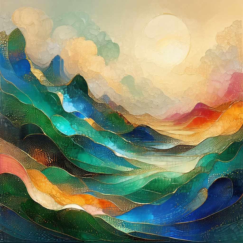 Beautiful painting of a sunset over the ocean