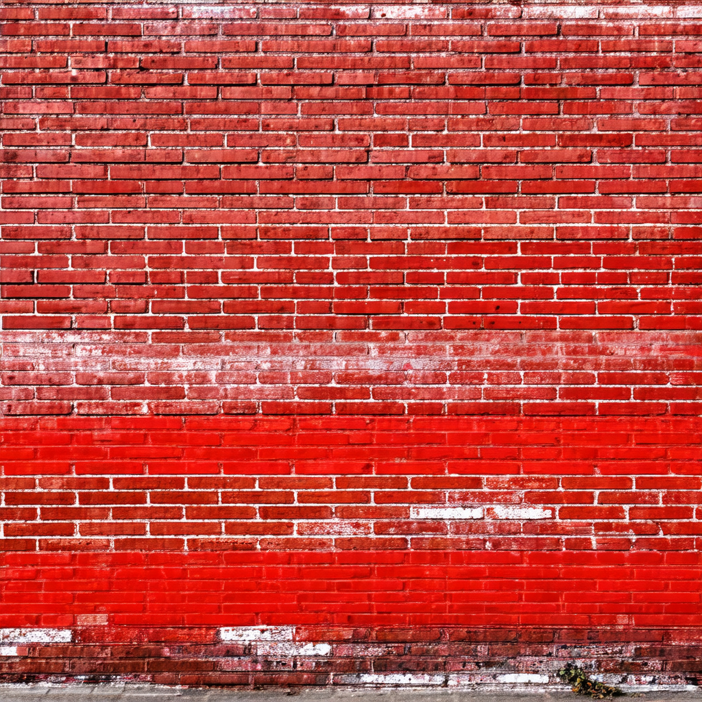Red brick wall with a white stripe painted on it