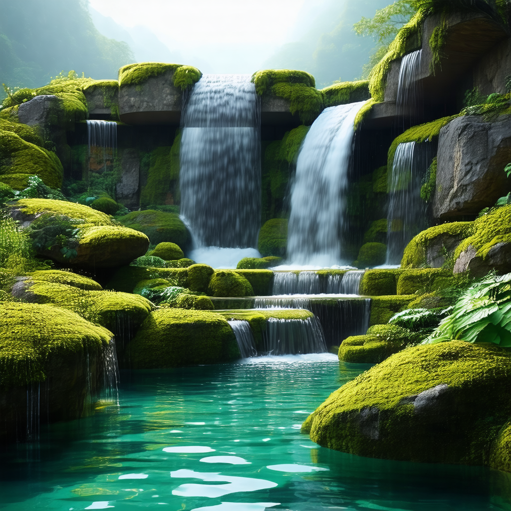 Beautiful waterfall surrounded by lush greenery