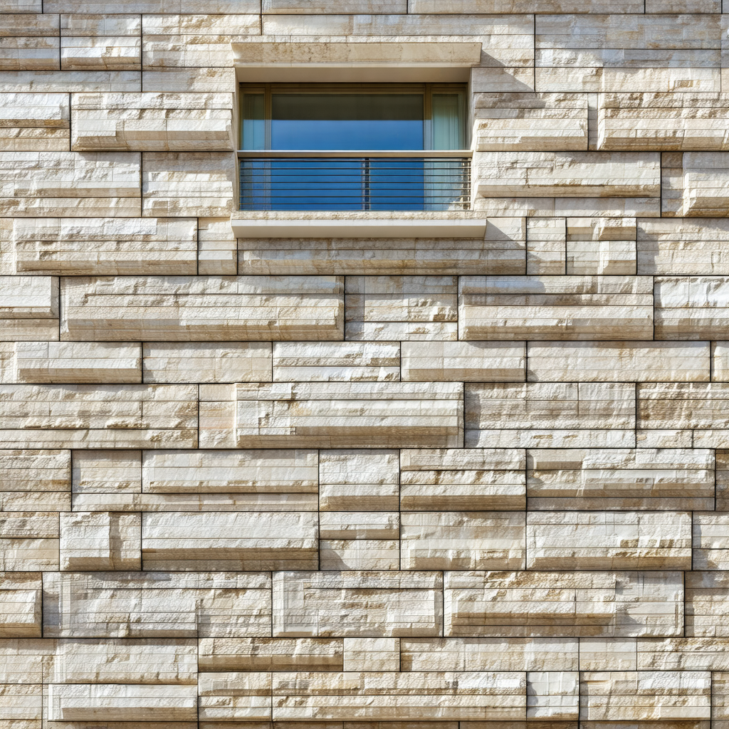 Large brick wall with a window in the middle