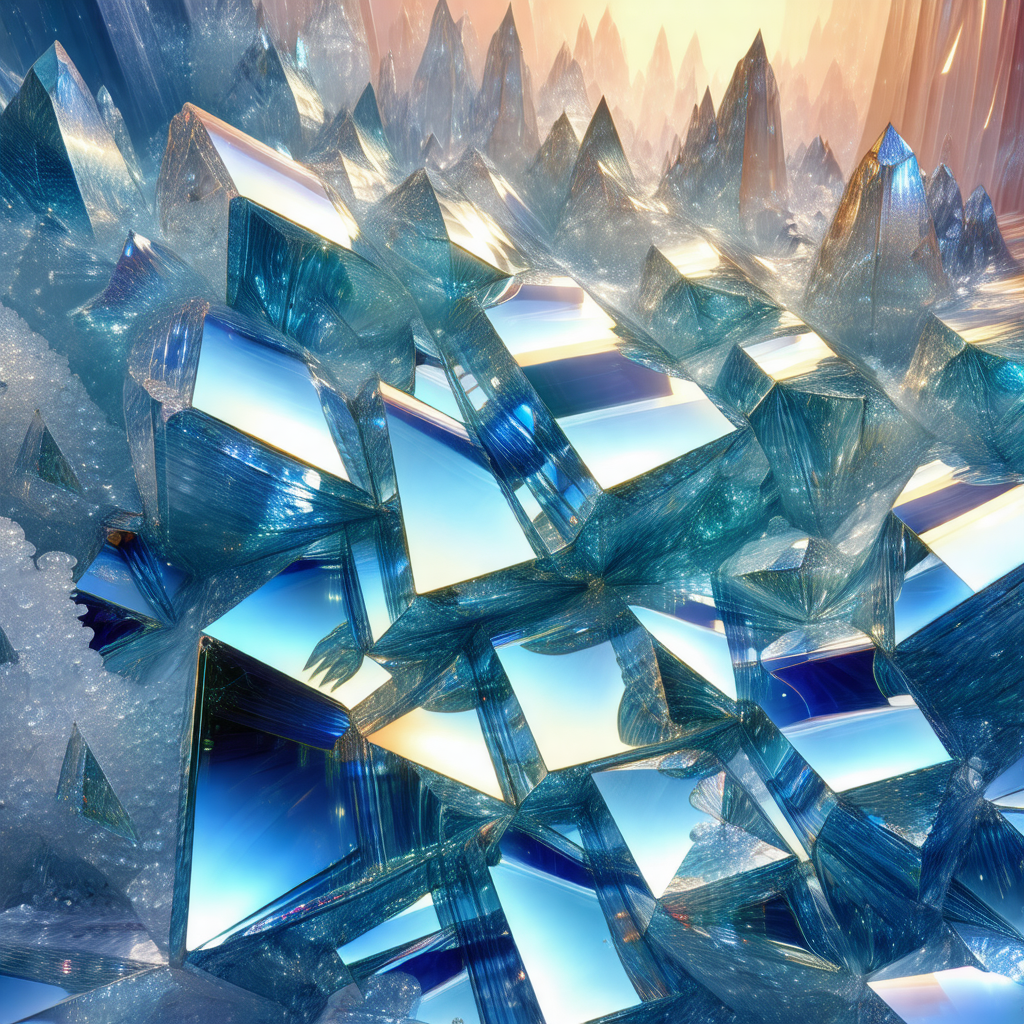 Large, colorful crystal structure with a blue hue