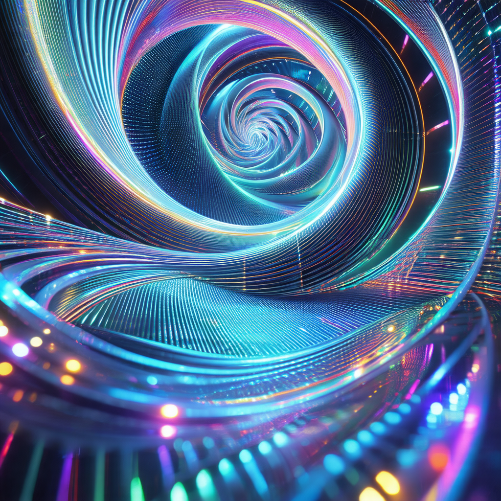Spiral-shaped structure with a blue and purple hue