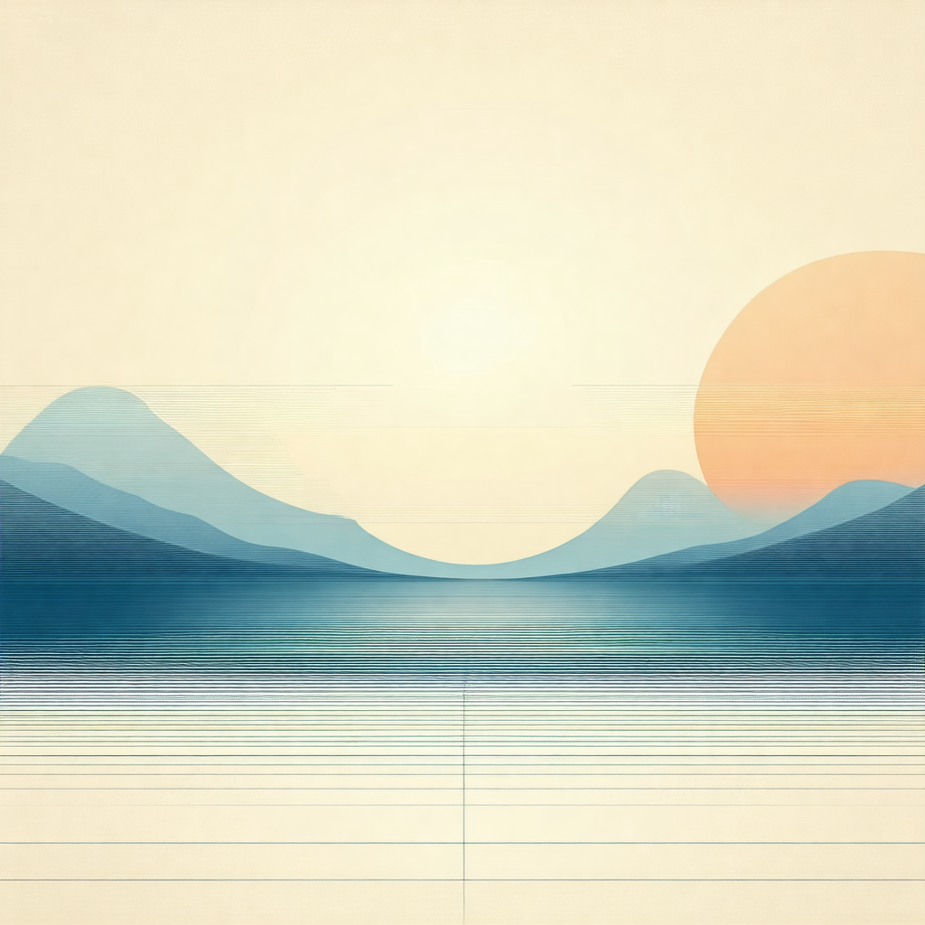 Serene scene of a large body of water, likely an ocean, w...