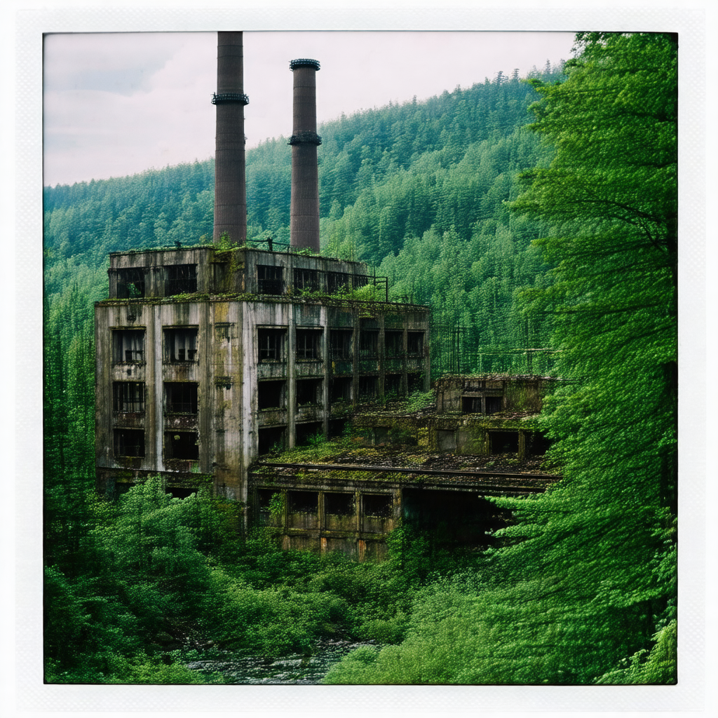 Large, old building with a forest in the background