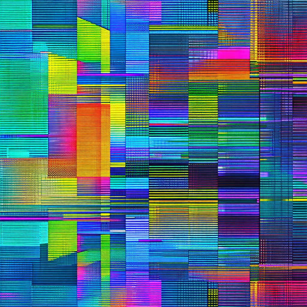 Colorful, abstract art piece featuring a variety of color...
