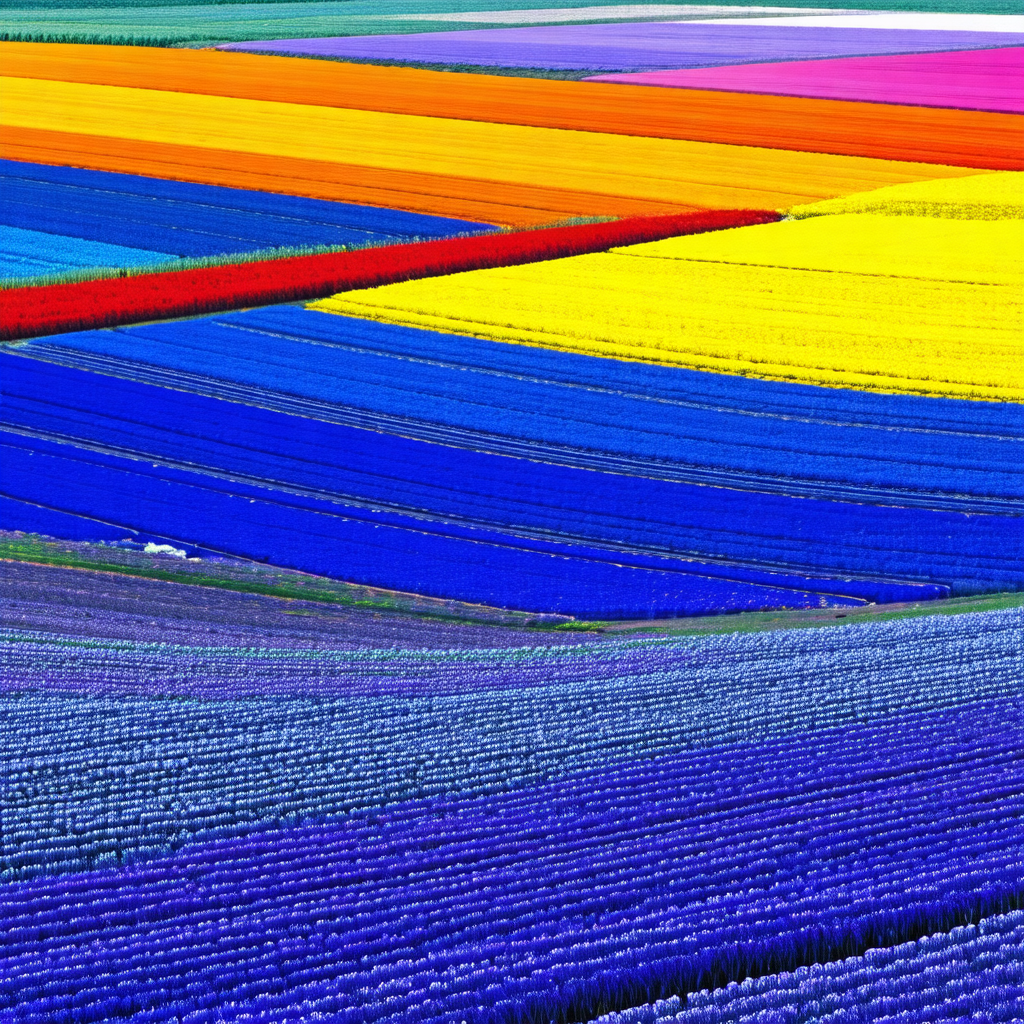 Vibrant and colorful field of flowers, with a variety of ...