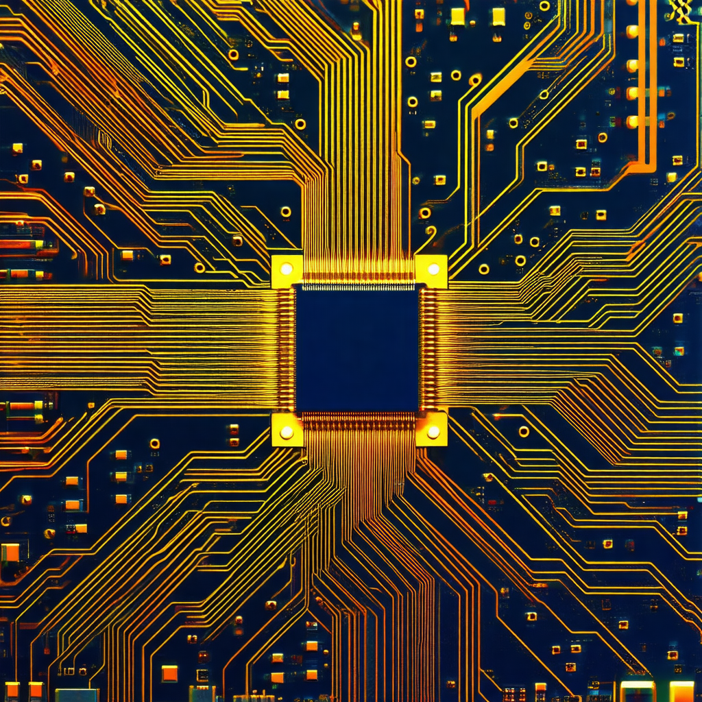 Close-up of a computer chip with a square-shaped black ob...