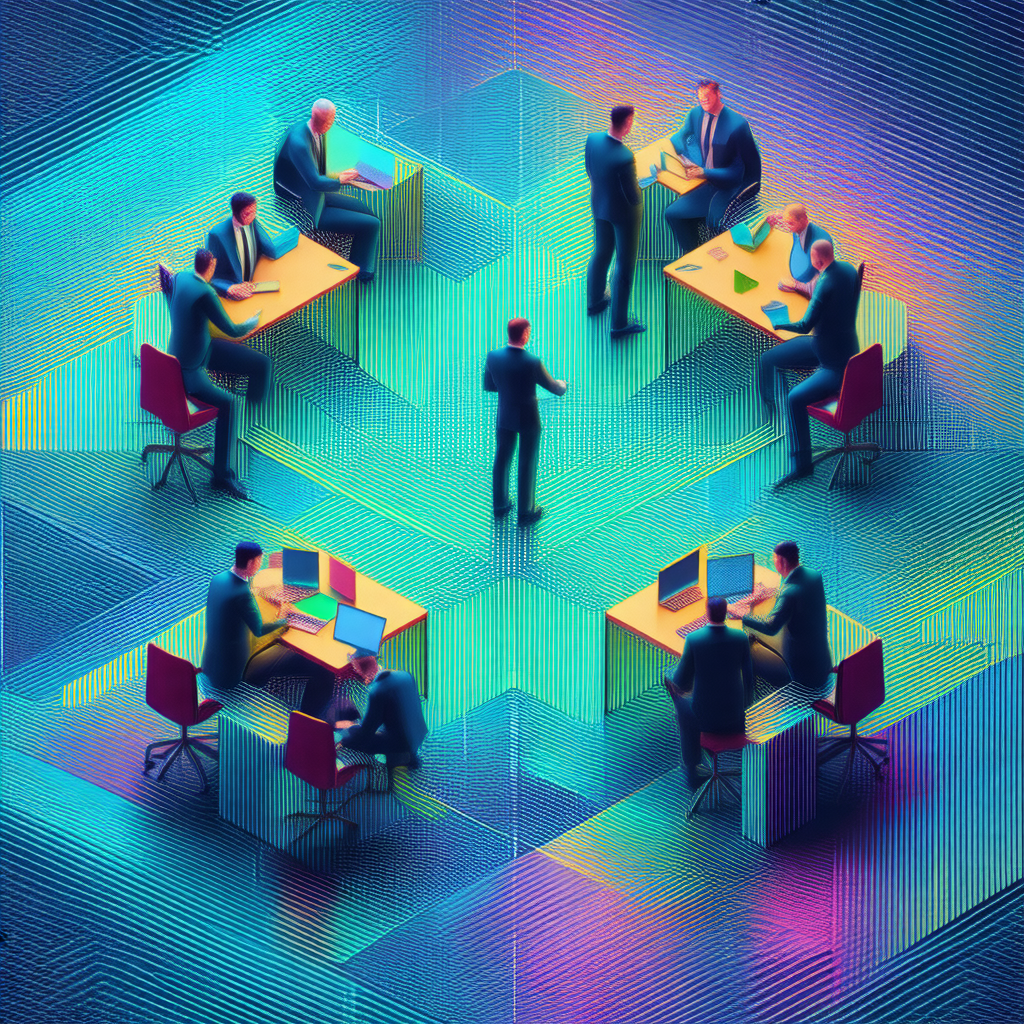 Colorful, abstract representation of a group of people si...