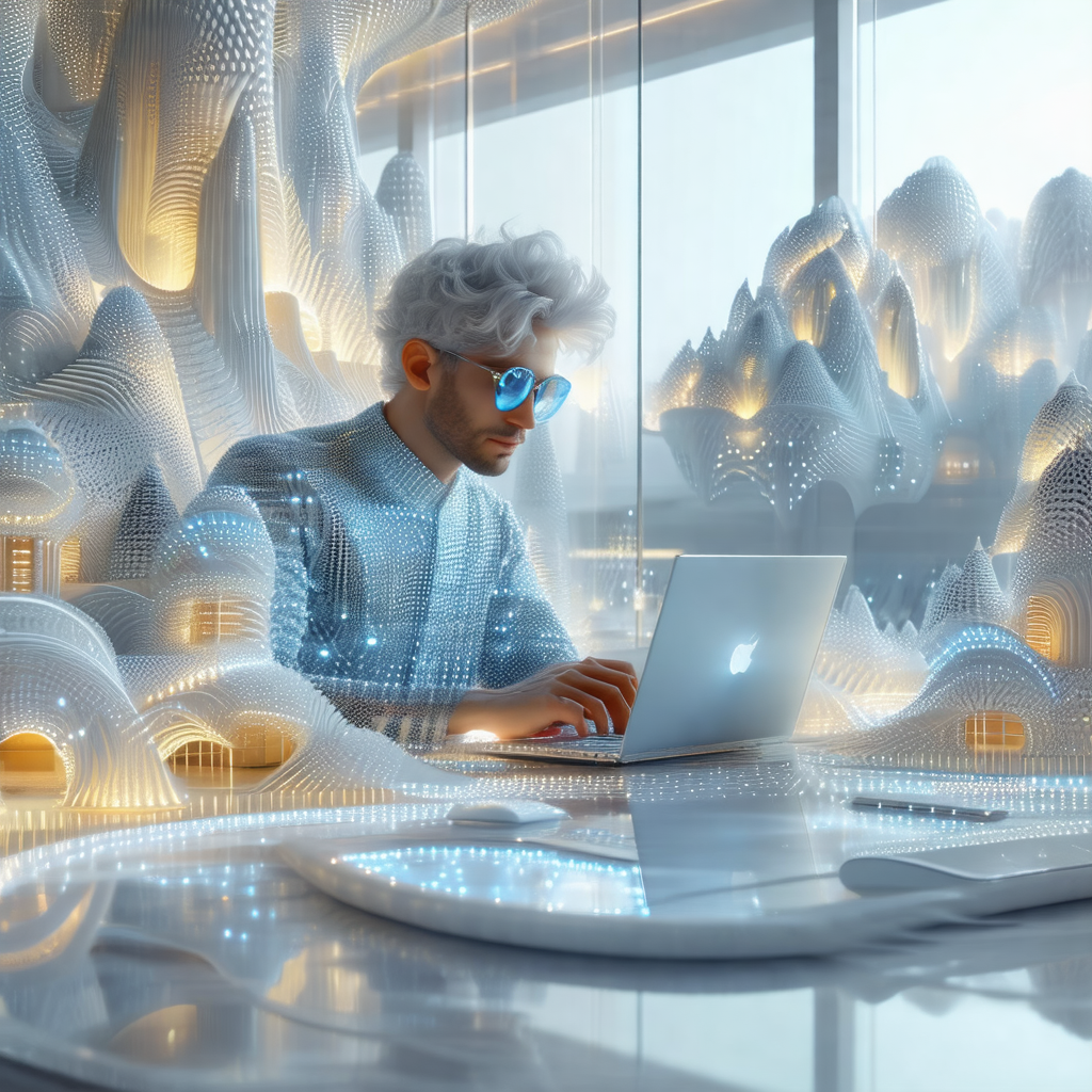Man sitting at a desk, working on a laptop computer