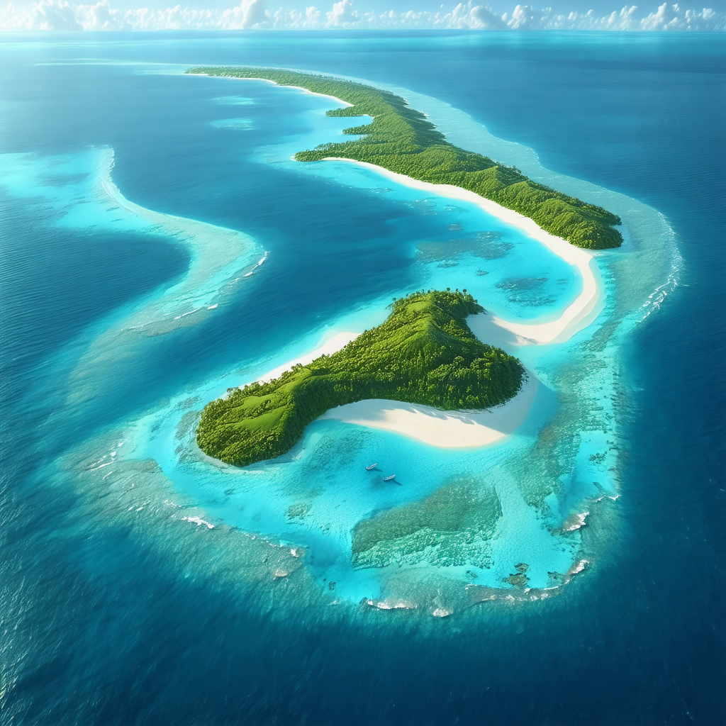 Beautiful tropical island with a white sandy beach and a ...